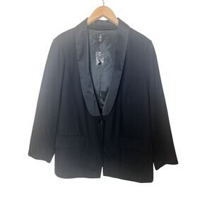 Jason Wu Black Satin Lapel Collar Single Button Tuxedo Blazer Women's Plus Sz 24